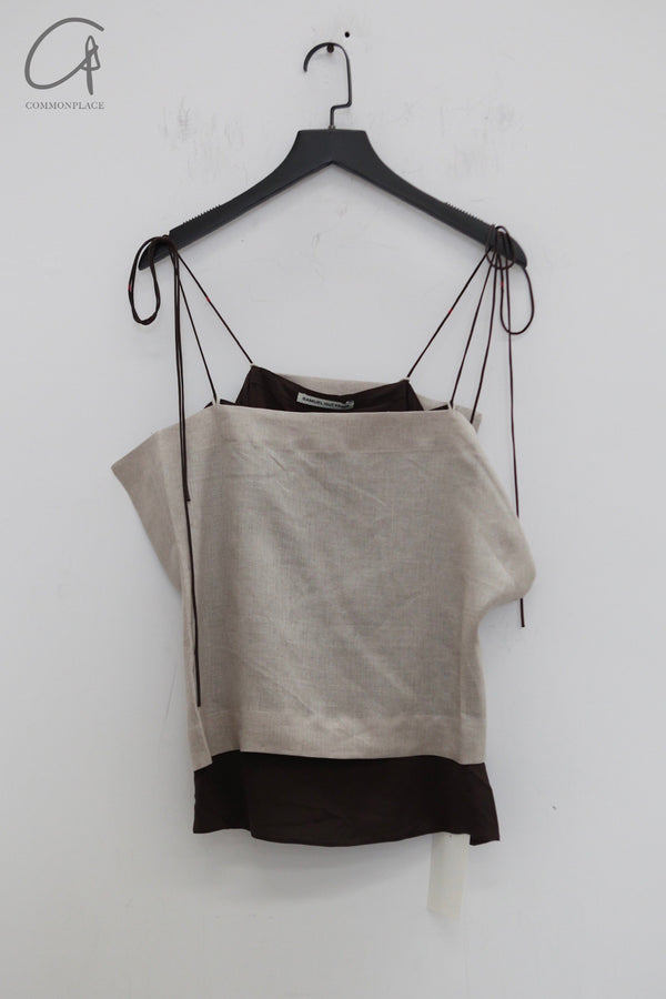 SAMUEL GUI YANG 25 Spring/Summer Oatmeal Janet Top SGY-SS25ATP18-1-1-OAT